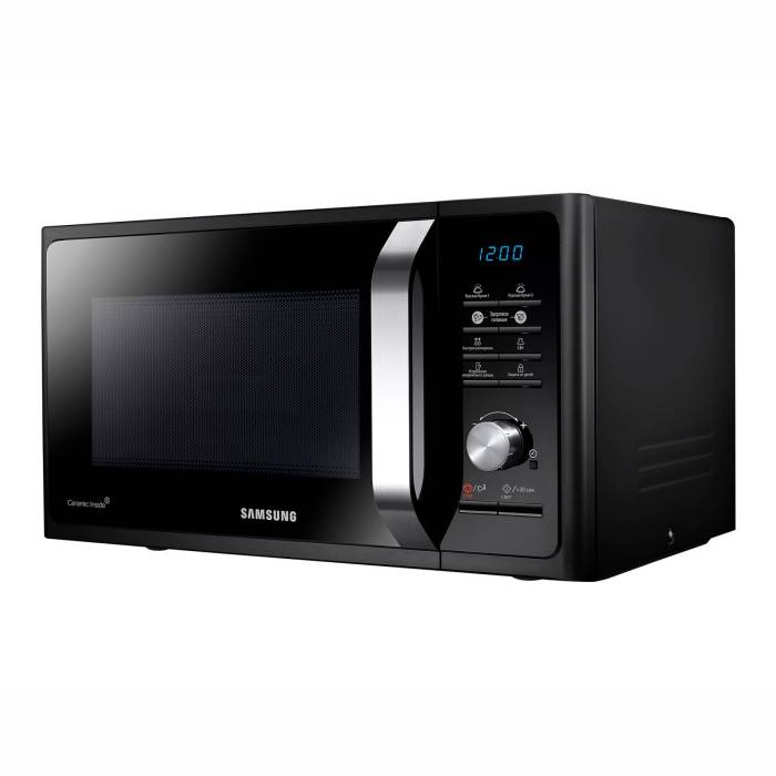 Микроволновая печь Samsung — управление кнопками и поворотным переключателем, LED-дисплей, удобная ручка. Заказать онлайн