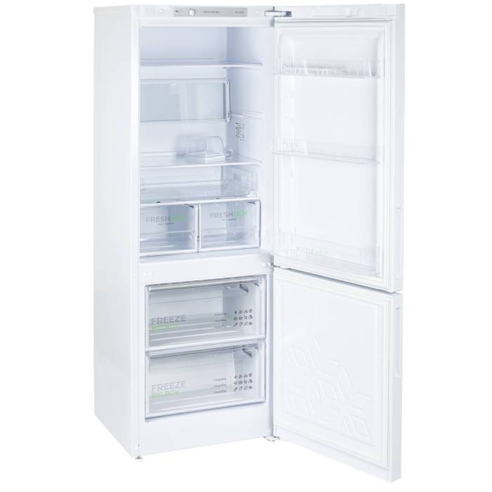 Бирюса 6134 — морозильная камера с 2 ящиками, ручное размораживание, минимальная температура −18 °C, мощность замораживания 5 кг/сутки, автономное сохранение холода до 12 часов.