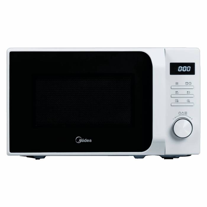 Midea AM720C2MV-W — микроволновая печь на 20 л и мощностью 700 Вт. Белая модель с LED-дисплеем, 6 авто-меню и функцией быстрого старта. Купить в Бишкеке с доставкой