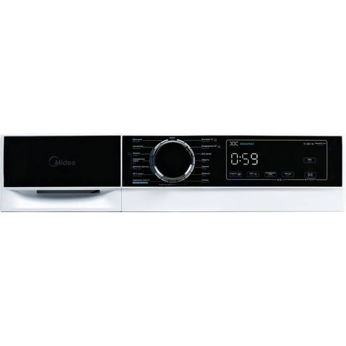 Стиральная машина Midea MFA01W70B/W-C — черный или белый цвет, максимальная температура 90°C, инверторный мотор. Купить с доставкой по Бишкеку