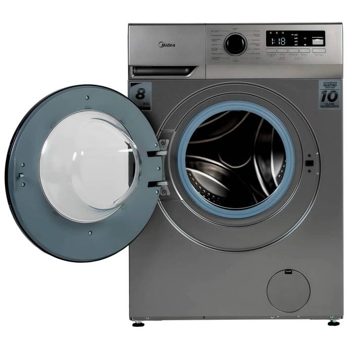 Стиральная машина Midea MFN03W80B/S — 8 кг загрузки, 1400 об/мин, с функцией пара и электронной панелью управления, заказать с доставкой в Бишкеке