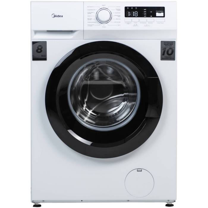 Стиральная машина Midea MFN03W80B/W — 8 кг, 16 программ, функция пара, очистка барабана. Купить с доставкой по Бишкеку и Кыргызстану