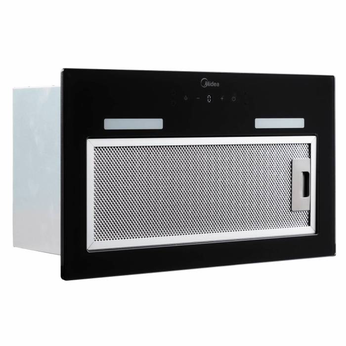Midea MH60I550GB — вырезная вытяжка с производительностью 900 м³/ч, корпус из черного стекла, сенсорное и жестовое управление, заказать в Бишкеке