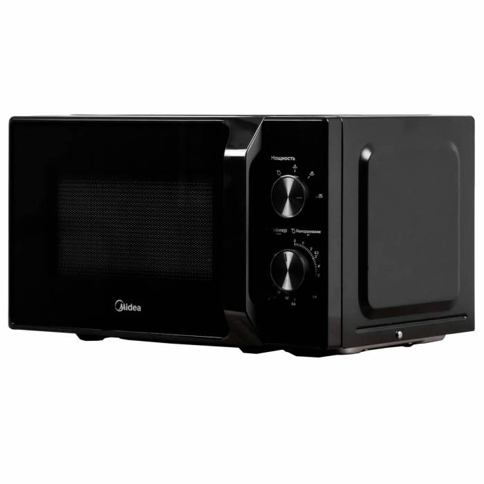 Midea MM720C2MV-B — черная СВЧ-печь с покрытием XpressClean, легко очищается. Заказать онлайн в Кыргызстане.