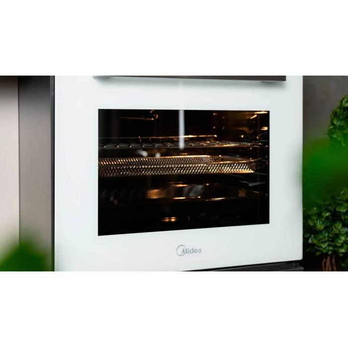 Духовка Midea MO11000GW — 60 л, конвекция, аэрогриль, 5 программ, белое стекло. Купить с доставкой по Бишкеку.