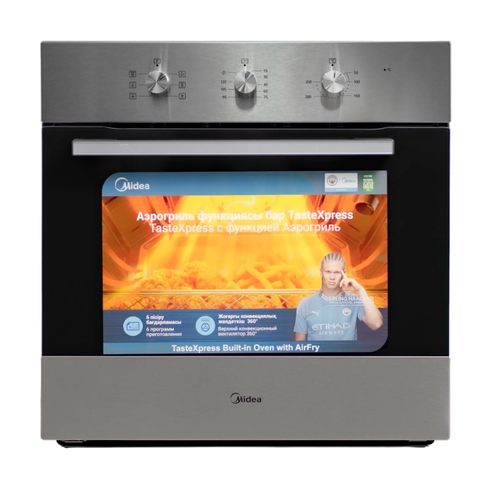 Духовка Midea MO110B4X — 60 л, 6 программ, конвекция, аэрогриль, нержавеющая сталь. Купить с доставкой по Бишкеку и Кыргызстану.