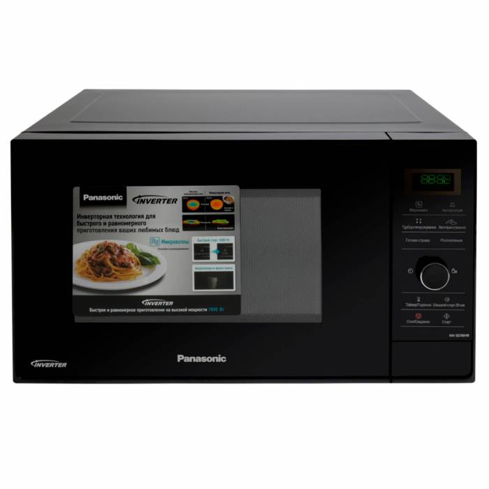 Panasonic NN-SD36HBZPE — инверторная микроволновая печь-соло объемом 23 л. Черный корпус, кнопка открытия, купить в Бишкеке с доставкой