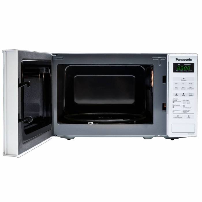 Panasonic NN-ST251WZPE — боковая дверца с ручкой, открывается налево, встроенная ручка для удобства. Купить с доставкой