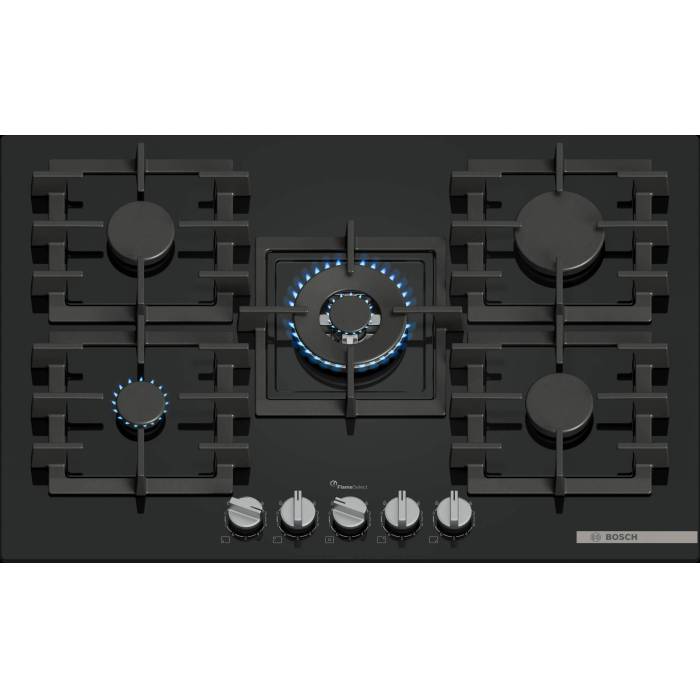 Bosch PPQ7A6I45 — газовая варочная панель Serie 6 из чёрного стекла с 5 конфорками, купить в Бишкеке с доставкой