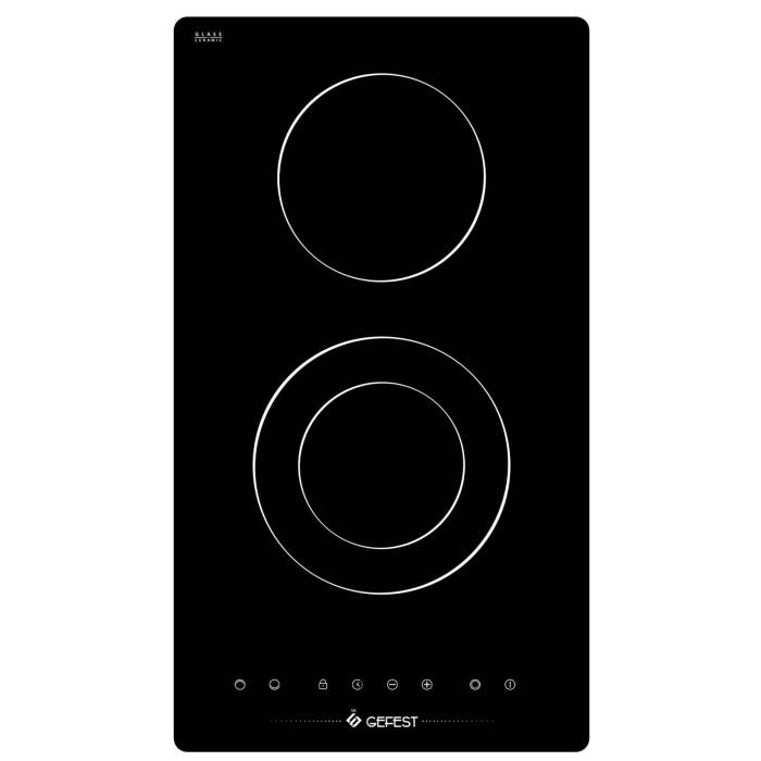 GEFEST ПВЭ 4002 К5 — электрическая варочная панель на 2 конфорки с черной стеклокерамической поверхностью — Onbir.kg Бишкек, Кыргызстан