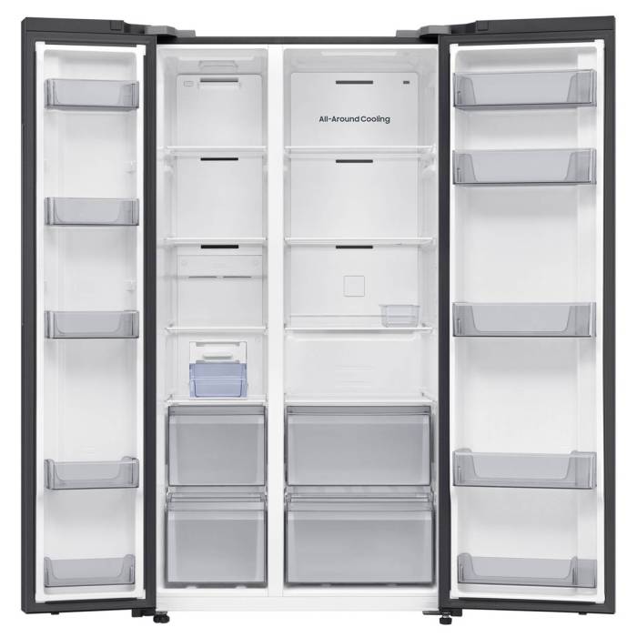 Samsung RS70F65Q1FWT — холодильная камера 418 л с 4 прочными стеклянными полками, 5 дверными карманами и 2 овощными ящиками