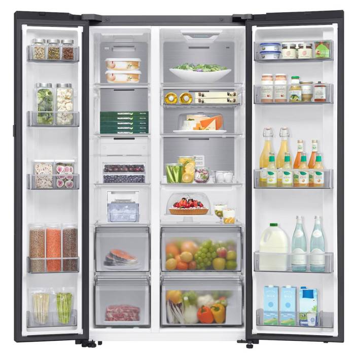 Samsung RS80F65M1BWT — морозильная камера 229 л оснащена 4 полками, 5 дверными отсеками и льдогенератором Twist I/M