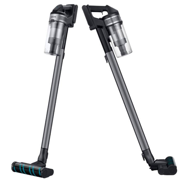 Samsung Jet 75E — лёгкая конструкция: ручной модуль ~1.44 кг, общий вес 2.6 кг.