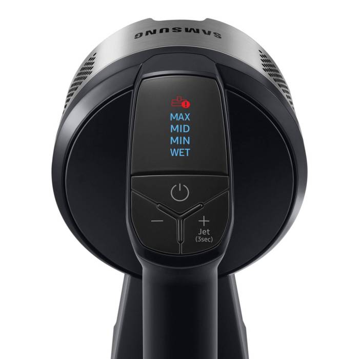 Samsung Jet 75E — цифровой дисплей показывает режим, заряд аккумулятора и уведомления