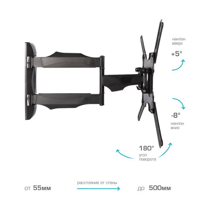 Наклонно-поворотный кронштейн VLK Trento-11 — Тип установки: настенный — Onbir.kg Бишкек, Кыргызстан