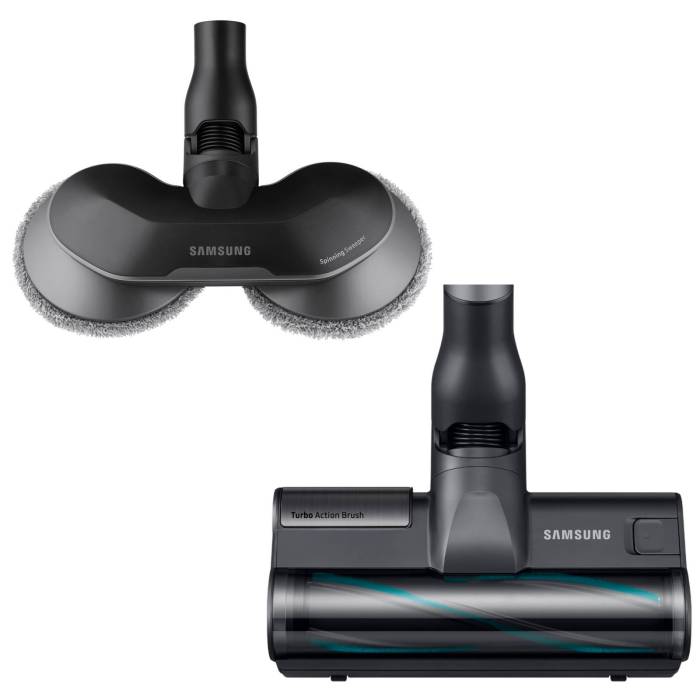 SAMSUNG Jet 75E — основная насадка Turbo Action Brush для ковров и Spinning Sweeper для полов