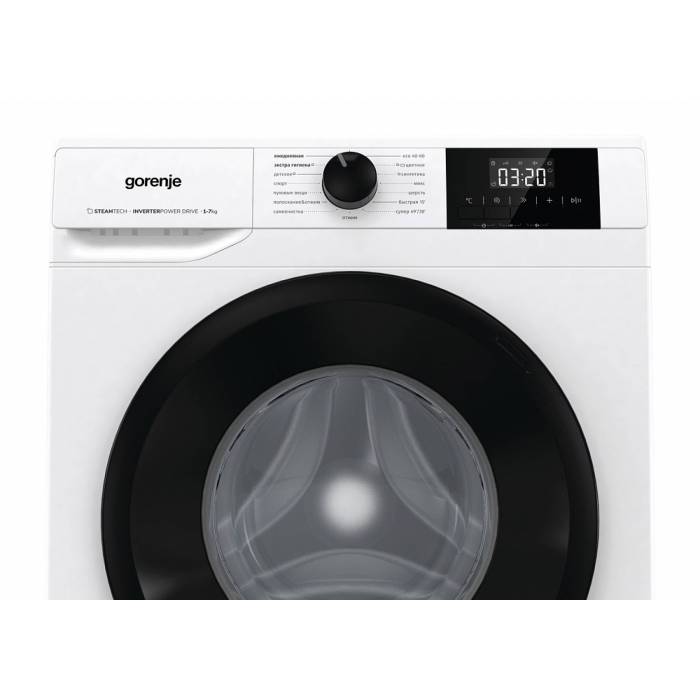 Gorenje W3NGPI72SBS — фронтальная загрузка и вместимость 7 кг позволяют стирать больше вещей за один цикл