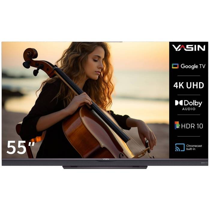 Телевизор Yasin 55Q7A: 55 дюймов, 4K UHD, голосовое управление, Dolby Audio. Купить с доставкой в Бишкеке