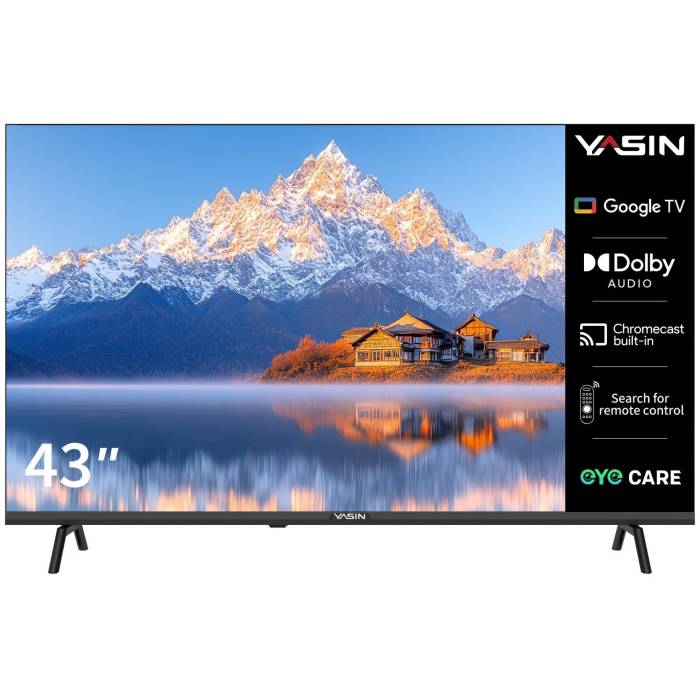 Телевизор Yasin 43G11: LED, 43", Google TV, голосовое управление. Купить с доставкой в Бишкеке