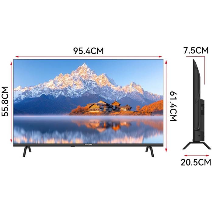 Телевизор Yasin 43G11: 43", Google TV, LED экран, голосовое управление. Доставка в Бишкеке