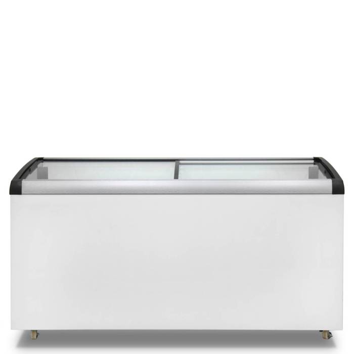 Витринный морозильник Бирюса CF59, 590 л, белый корпус, серебристо-черная рамка, с LED-подсветкой, заказать с доставкой