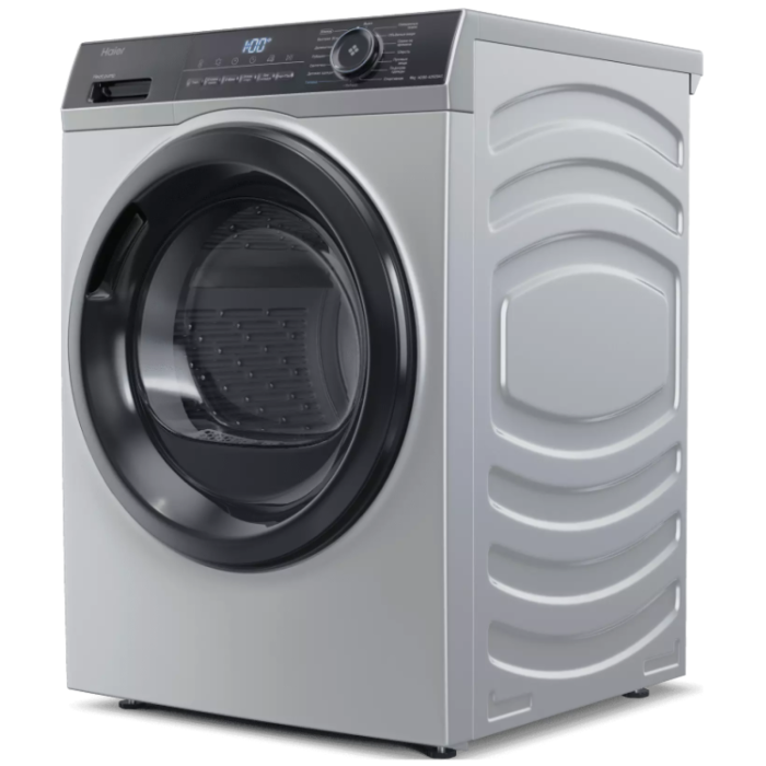 Haier HD90-A2929AS — LED-дисплей, электронное управление, 15 программ сушки, включая деликатную, синтетику, шерсть, детскую одежду, объемные вещи, пуховые вещи, рубашки, быструю 30 минут, подогрев одежды и гигиену, функция i-Refresh.