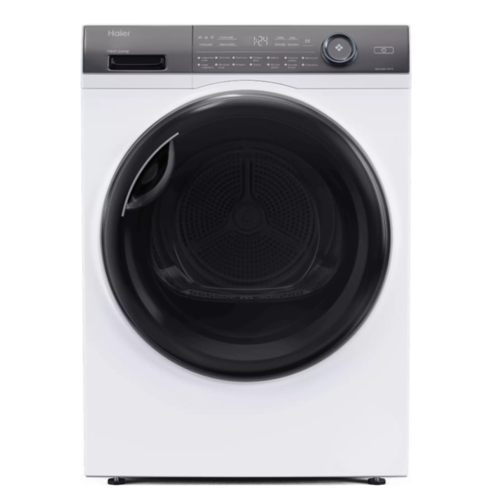 Haier HD90-A2979 — сушильная машина с тепловым насосом, загрузка 9 кг, цвет белый, отдельностоящая, возможна установка в колонну.