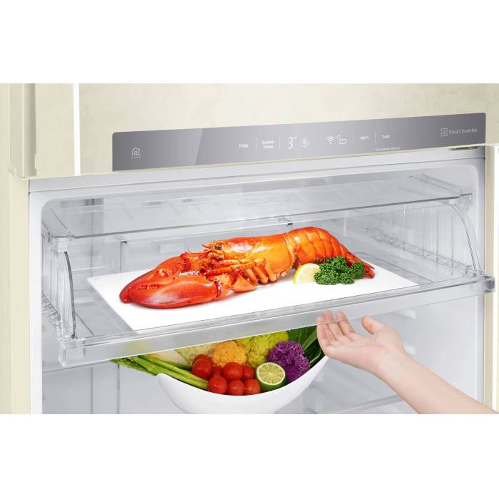 LG GN-H702HEHL: холодильник с инверторным компрессором, песочный бежевый цвет, управление через смартфон, 392 л. Купить с доставкой по Кыргызстану