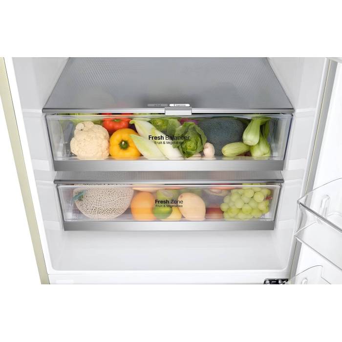 LG GC-B569PECM: инверторный холодильник с технологией DoorCooling, объем 451 л, бежевый цвет