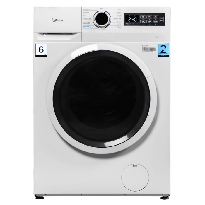 Стиральная машина Midea MF01610US40/W, 6 кг с функцией пара и технологией HealthGuard — купить в Бишкеке