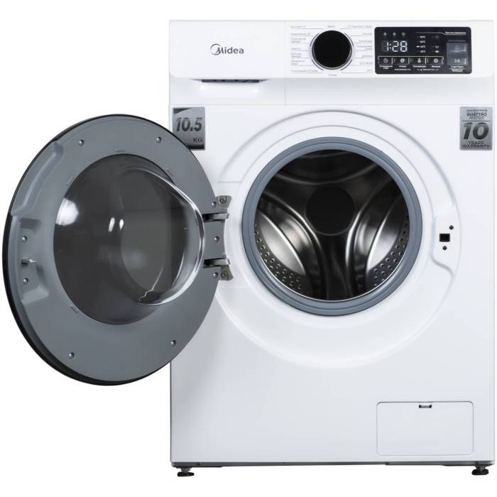 Midea MFN11W105B/W — 10.5 кг, белый цвет, высокое качество стирки, максимальная температура 90°C. Купить с доставкой по Бишкеку и Кыргызстану
