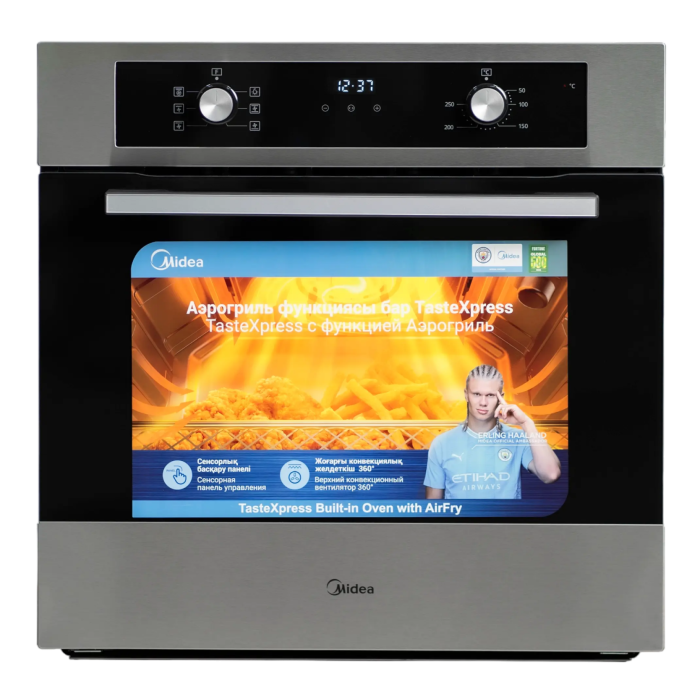 Встраиваемая духовка Midea MO210A4 X — класс энергопотребления А, 2 стекла, 5 уровней направляющих. Купить с доставкой по Бишкеку.