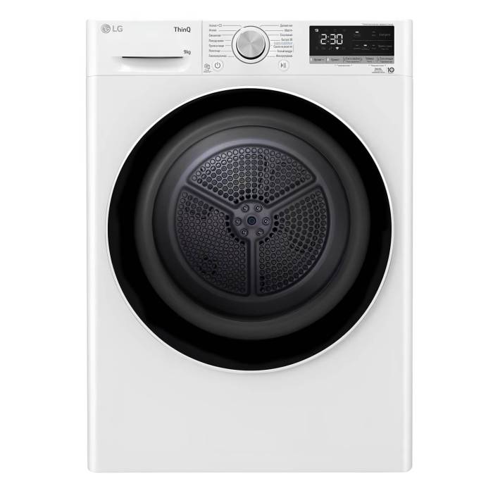 Сушильная машина LG DC90V5V0W, 9 кг, тепловой насос, инверторный мотор, белая, купить в Бишкеке с доставкой