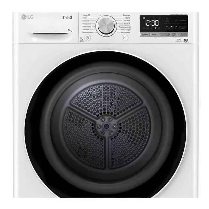 LG DC90V5V0W — сушильная машина с тепловым насосом, 9 кг, инверторный мотор, белая, заказать онлайн с доставкой по Кыргызстану
