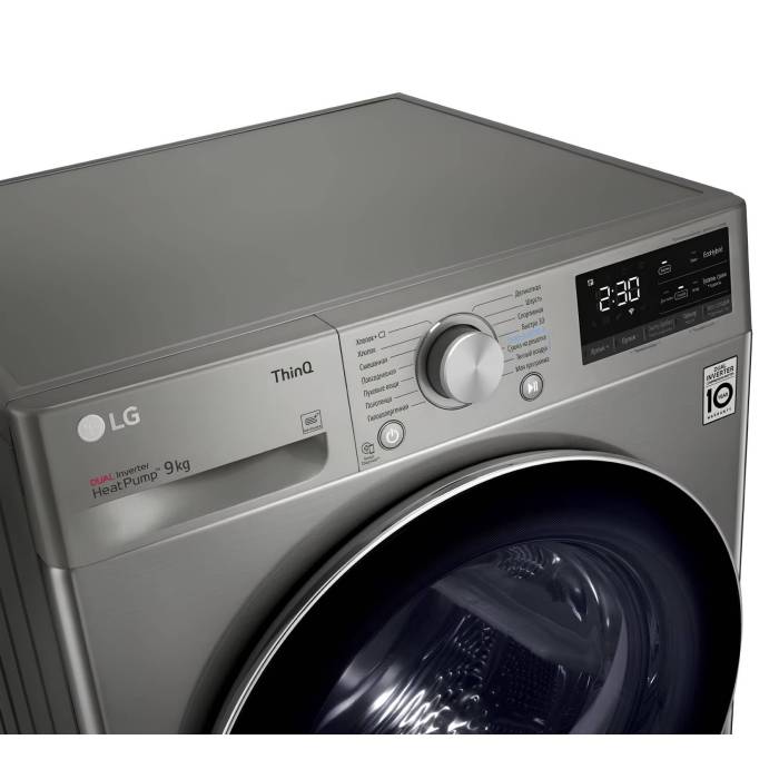 LG DC90V5V9S — сушильная машина с тепловым насосом, 9 кг, инверторный мотор, двойной фильтр, платиновое серебро, купить с доставкой в Бишкеке и по регионам