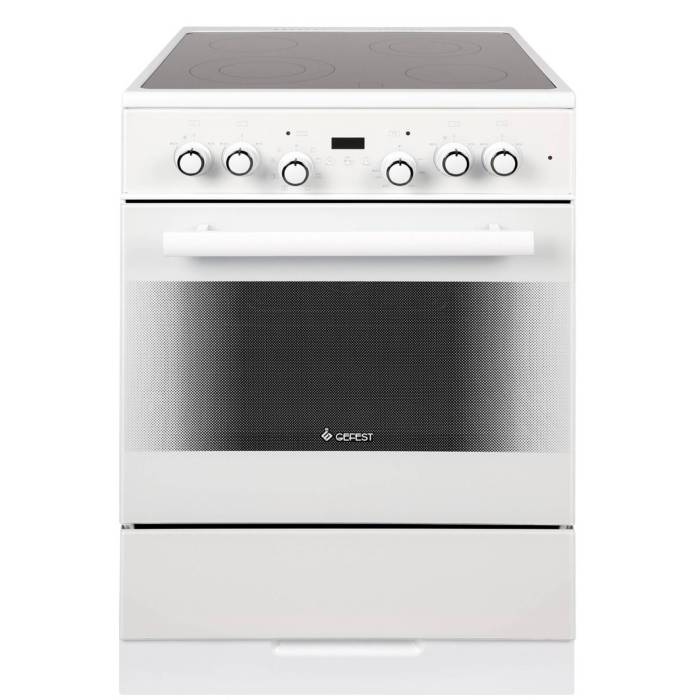 GEFEST ЭП Н Д 6560-03 0040 — электрическая плита, белый корпус, стеклокерамика — Onbir.kg Бишкек, Кыргызстан