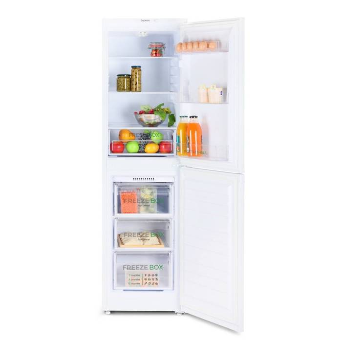 Бирюса 420 — холодильная камера с 3 полками из стекла и пластика, 1 ящик, автоматическое оттаивание, температура хранения 0–8 °C.