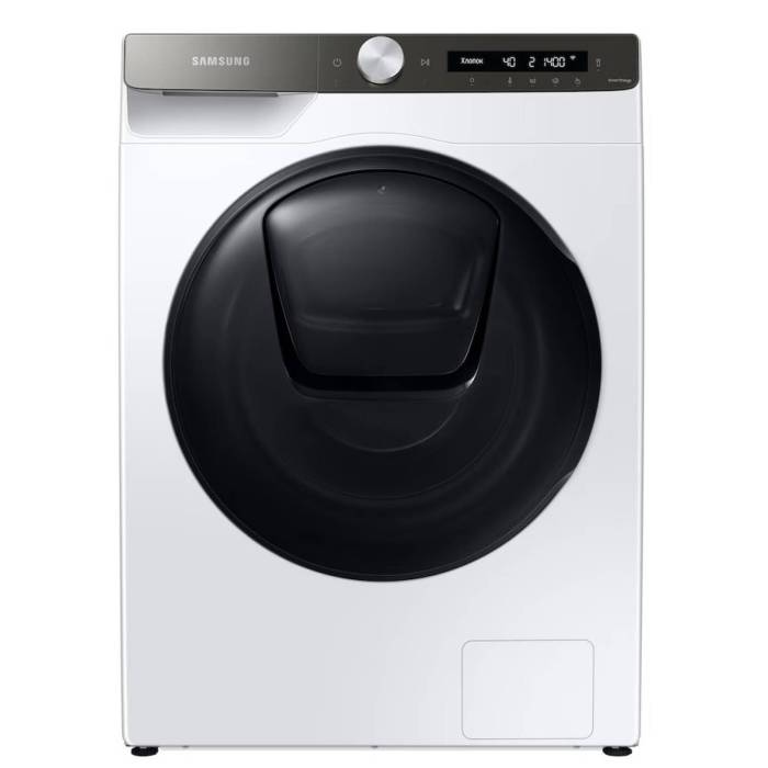 Samsung WD80T554CBT/LD — стиральная машина с сушкой, 8 кг стирка + 5 кг сушка, белый корпус, черная дверца Deco — Onbir.kg Бишкек, Кыргызстан