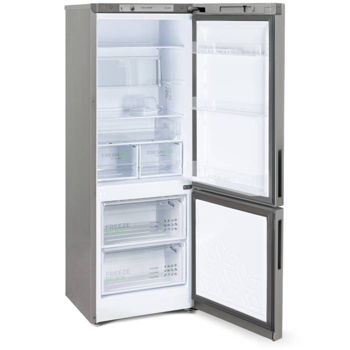 Бирюса М6134 — морозильная камера с 2 ящиками, ручное размораживание, минимальная температура −18 °C, мощность замораживания 5 кг/сутки, автономное сохранение холода до 12 часов.