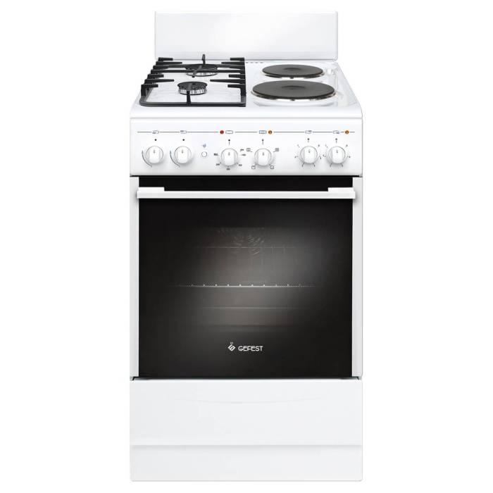 GEFEST ПГЭ 5112‑0112 — комбинированная плита, белый корпус, эмалированная варочная поверхность — Onbir.kg Бишкек, Кыргызстан