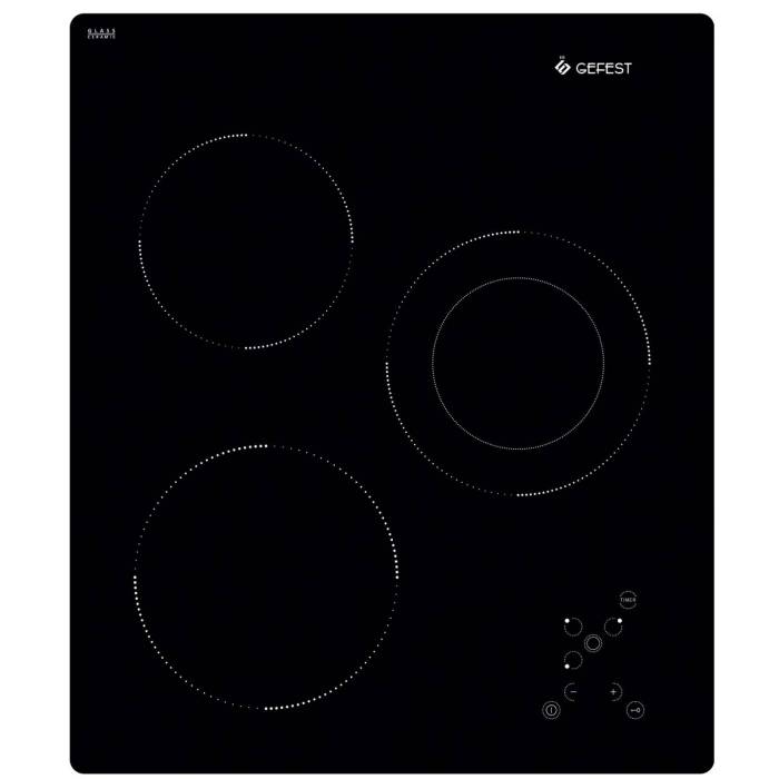 GEFEST ПВЭ 4100 — электрическая варочная панель на 3 конфорки с черной стеклокерамической поверхностью — Onbir.kg Бишкек, Кыргызстан