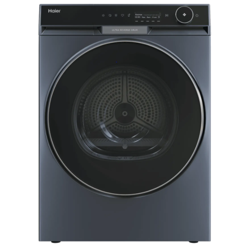 Haier HD100-A3397SU1 — сушильная машина с тепловым насосом, загрузка 10 кг, цвет серый, отдельностоящая, возможна установка в колонну.