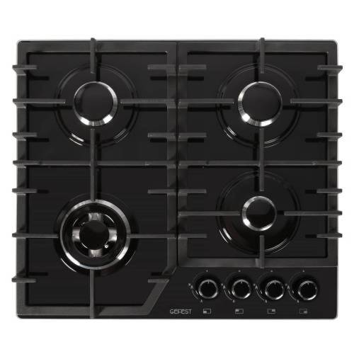 GEFEST ПВГ 2232-01 Р — газовая варочная панель на 4 конфорки с черной стеклянной поверхностью — Onbir.kg Бишкек, Кыргызстан