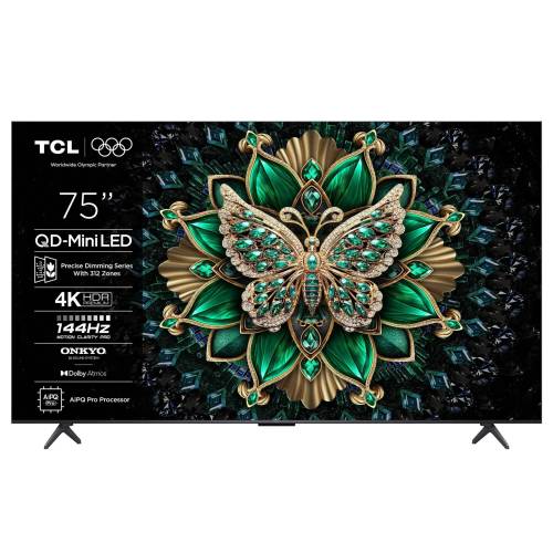 Телевизор TCL 75C6K QD-Mini LED, 4K Ultra HD, 144 Гц, Dolby Audio и Atmos, ONKYO 2.1