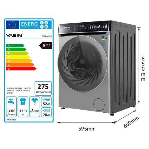 YASIN F12BM636 — LED-дисплей с сенсорными кнопками, отложенный старт до 24 часов, индикаторы ошибок и блокировки двери