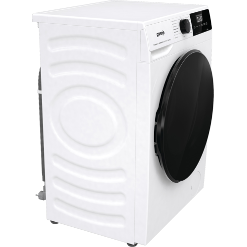 Gorenje W1D2A164ADS — белый корпус и чёрный люк универсально подходят к светлым и тёмным интерьерам