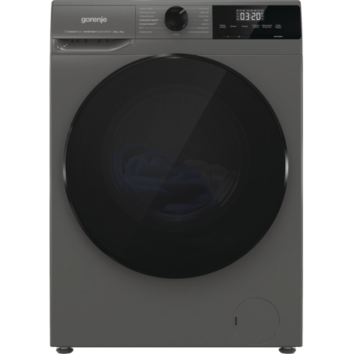 Gorenje W2D2A164ADSS — стирально-сушильная машина 2-в-1 в стильном титановом цвете, с фронтальной загрузкой и большим барабаном 66 л