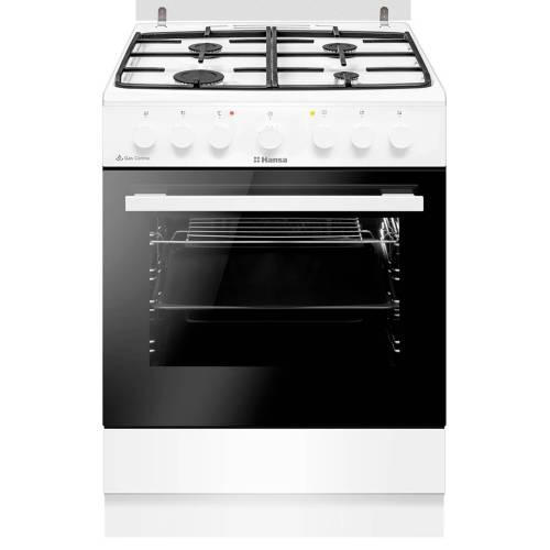 Hansa FCMW68123 — газоэлектрическая плита шириной 60 см в классическом белом цвете, купить онлайн с доставкой в Бишкеке
