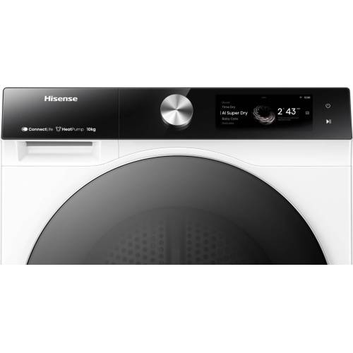 Hisense DH7S107BW — функция Twin Flow, подсветка барабана, возможность отвода конденсата в слив и блокировка панели