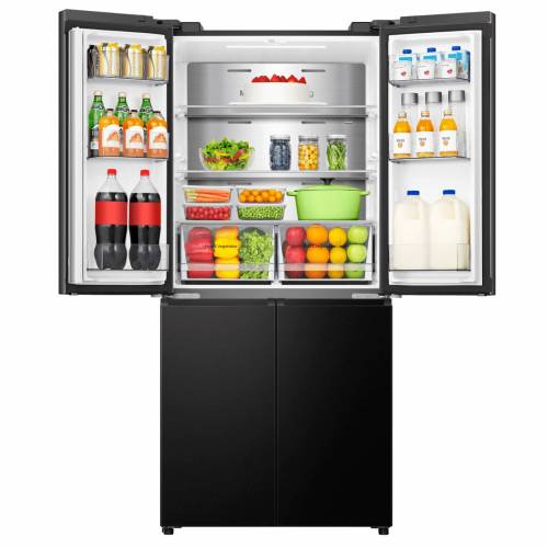 Hisense RQ5P470SAF1 — общий объем 530 л: 298 л — холодильное отделение и 158 л — морозильное, удобно для большой семьи